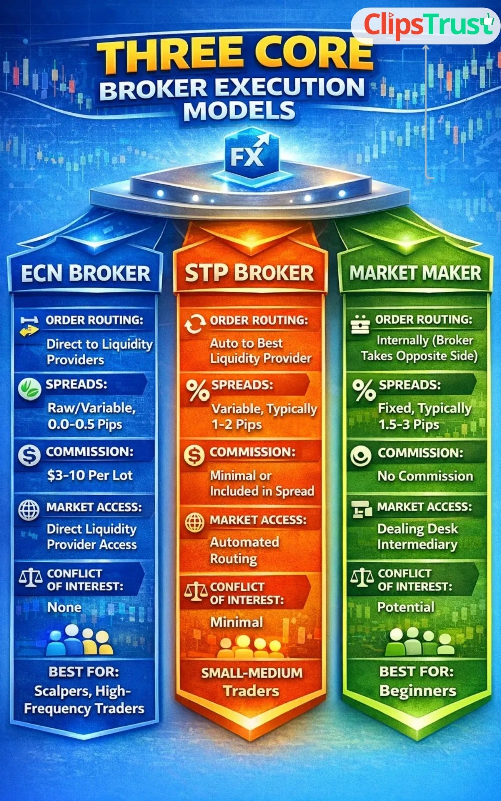 ECN vs STP vs Market Maker Comparison